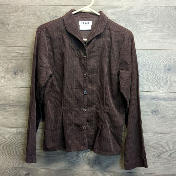 Flax Brown Corduroy Button Down Blazer Jacket Women's Size Small - Picture 1 of 10